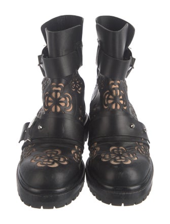 Alexander McQueen Leather Lasercut Accents Boots