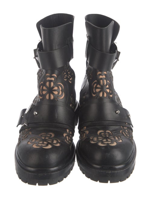Alexander McQueen Leather Lasercut Accents Boots