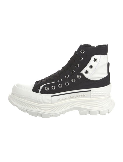 Alexander McQueen Canvas Colorblock Pattern Lace-Up Boots