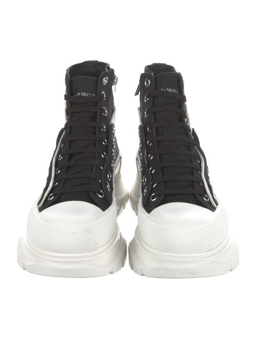 Alexander McQueen Canvas Colorblock Pattern Lace-Up Boots