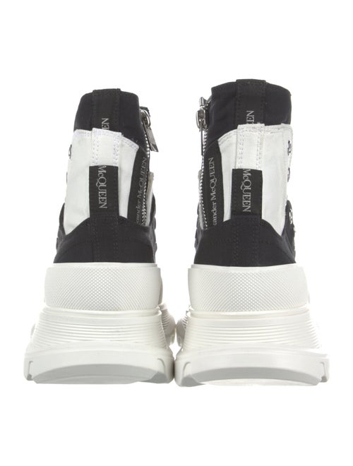 Alexander McQueen Canvas Colorblock Pattern Lace-Up Boots