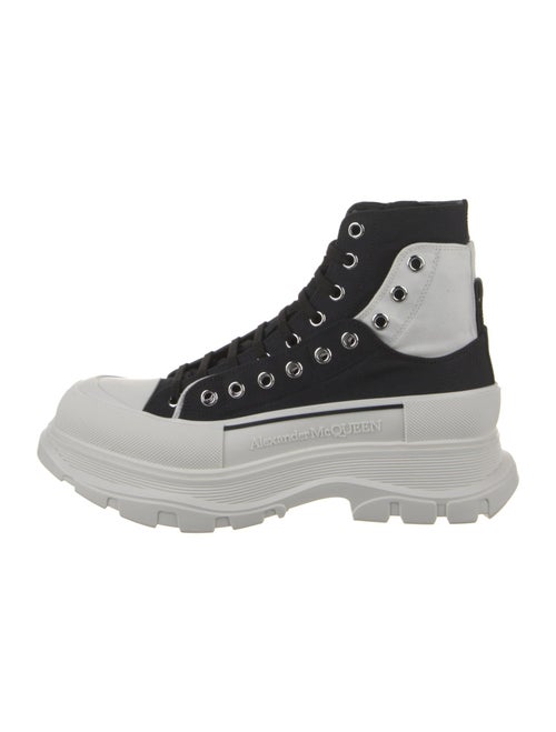 Alexander McQueen Canvas Colorblock Pattern Lace-Up Boots