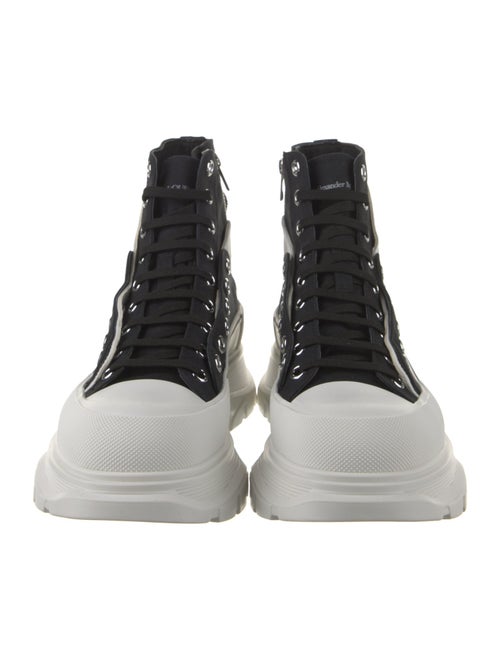 Alexander McQueen Canvas Colorblock Pattern Lace-Up Boots