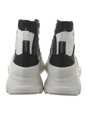 Alexander McQueen Canvas Colorblock Pattern Lace-Up Boots