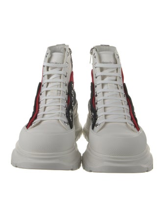 Alexander McQueen Leather Colorblock Pattern Lace-Up Boots