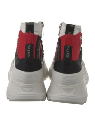 Alexander McQueen Leather Colorblock Pattern Lace-Up Boots