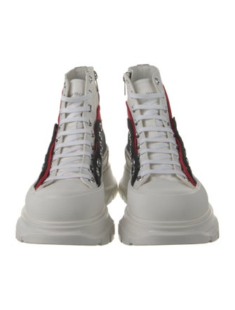 Alexander McQueen Leather Colorblock Pattern Lace-Up Boots