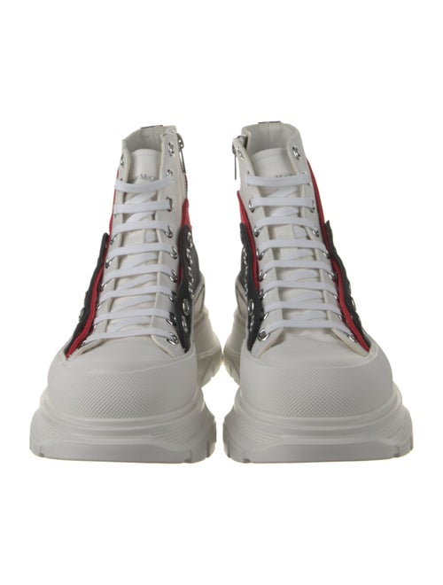 Alexander McQueen Leather Colorblock Pattern Lace-Up Boots