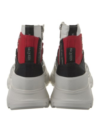 Alexander McQueen Leather Colorblock Pattern Lace-Up Boots