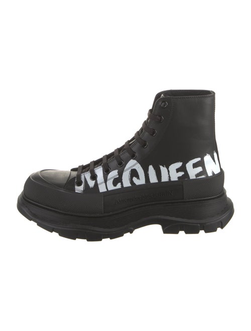 Alexander McQueen Leather Graphic Print Hiking Boots