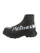 Alexander McQueen Leather Graphic Print Hiking Boots
