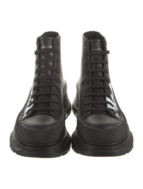 Alexander McQueen Leather Graphic Print Hiking Boots