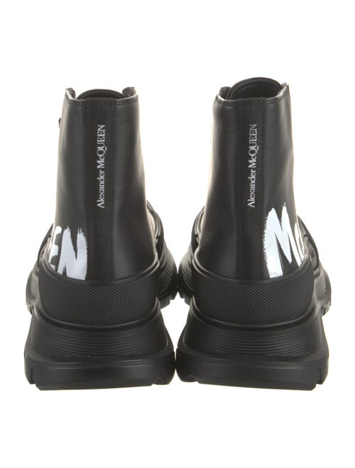 Alexander McQueen Leather Graphic Print Hiking Boots
