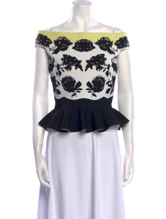 Alexander McQueen Printed Off-The-Shoulder Crop Top