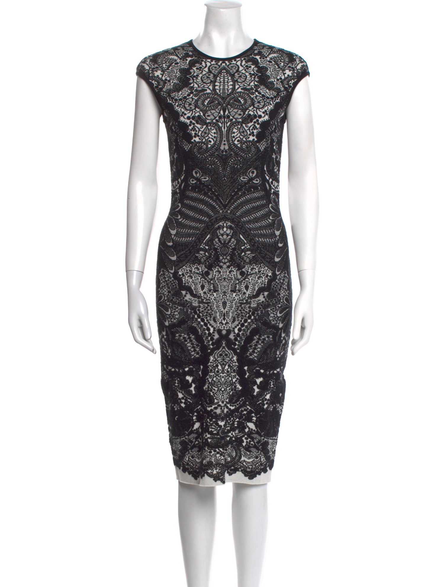 Alexander McQueen Lace Pattern Midi Length Dress