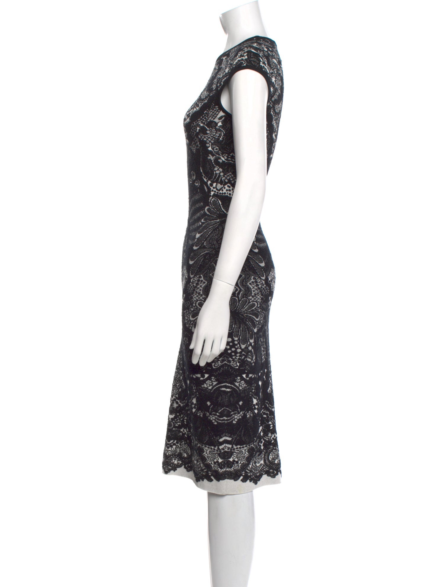 Alexander McQueen Lace Pattern Midi Length Dress