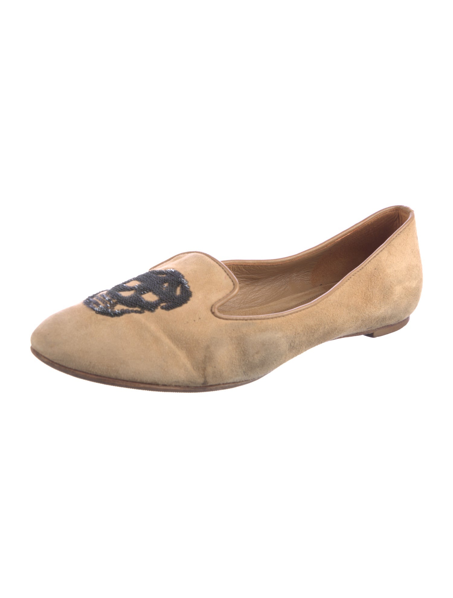 Alexander McQueen Skull Suede Flats