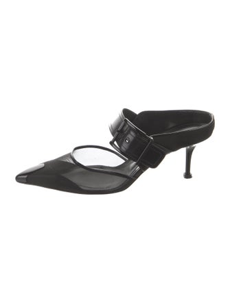 Alexander McQueen Mesh Leather Trim Embellishment Mules