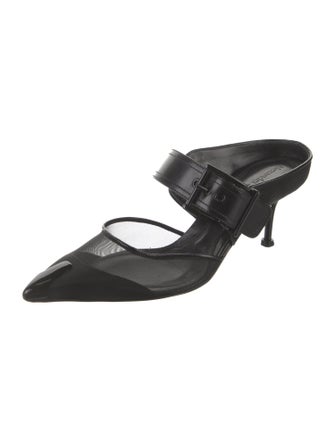 Alexander McQueen Mesh Leather Trim Embellishment Mules