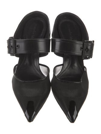 Alexander McQueen Mesh Leather Trim Embellishment Mules