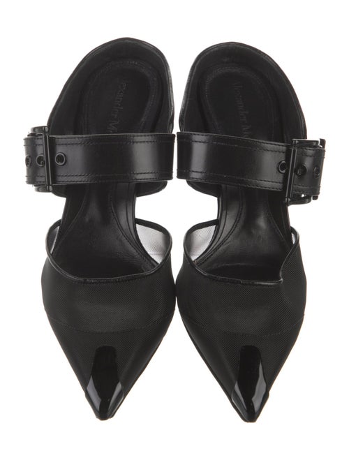 Alexander McQueen Mesh Leather Trim Embellishment Mules