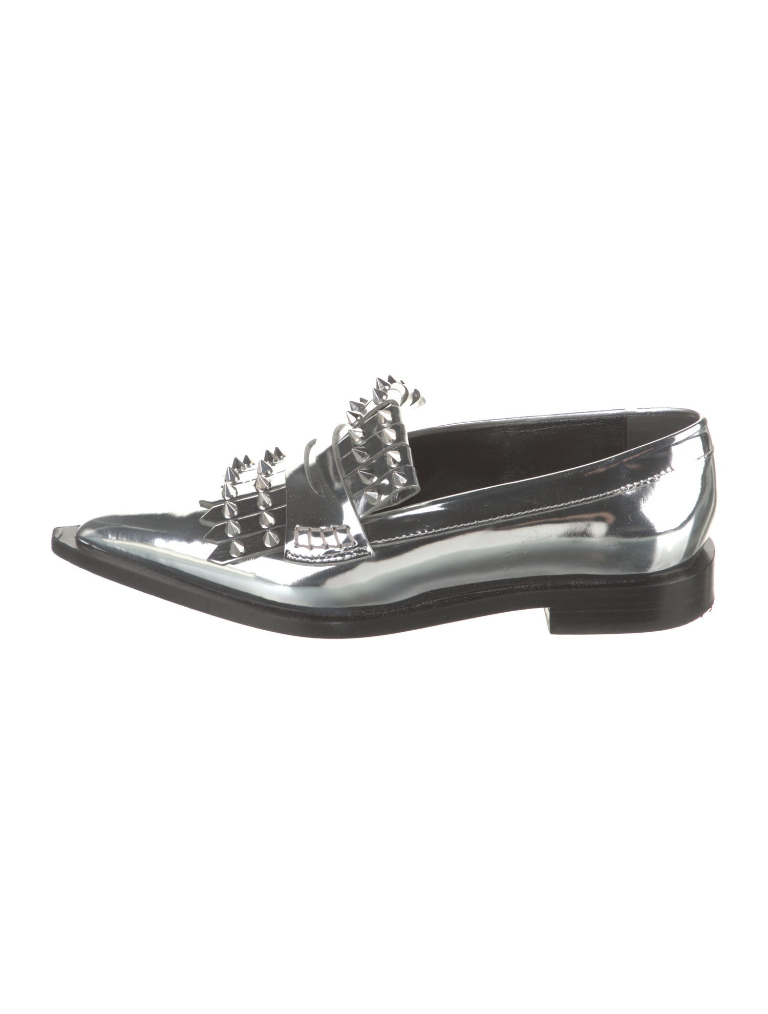 Alexander McQueen Spike Accents Patent Leather Loafers