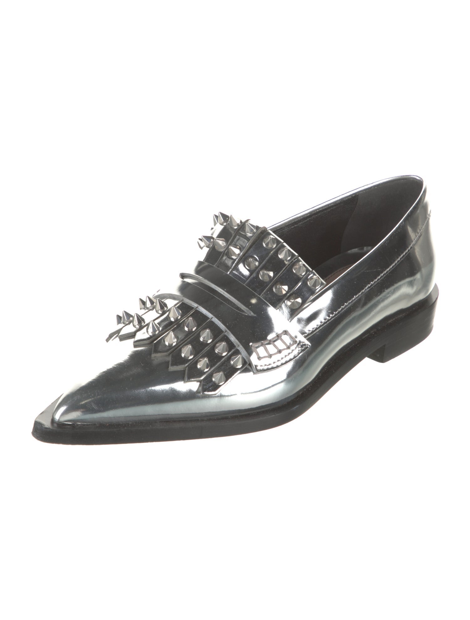 Alexander McQueen Spike Accents Patent Leather Loafers