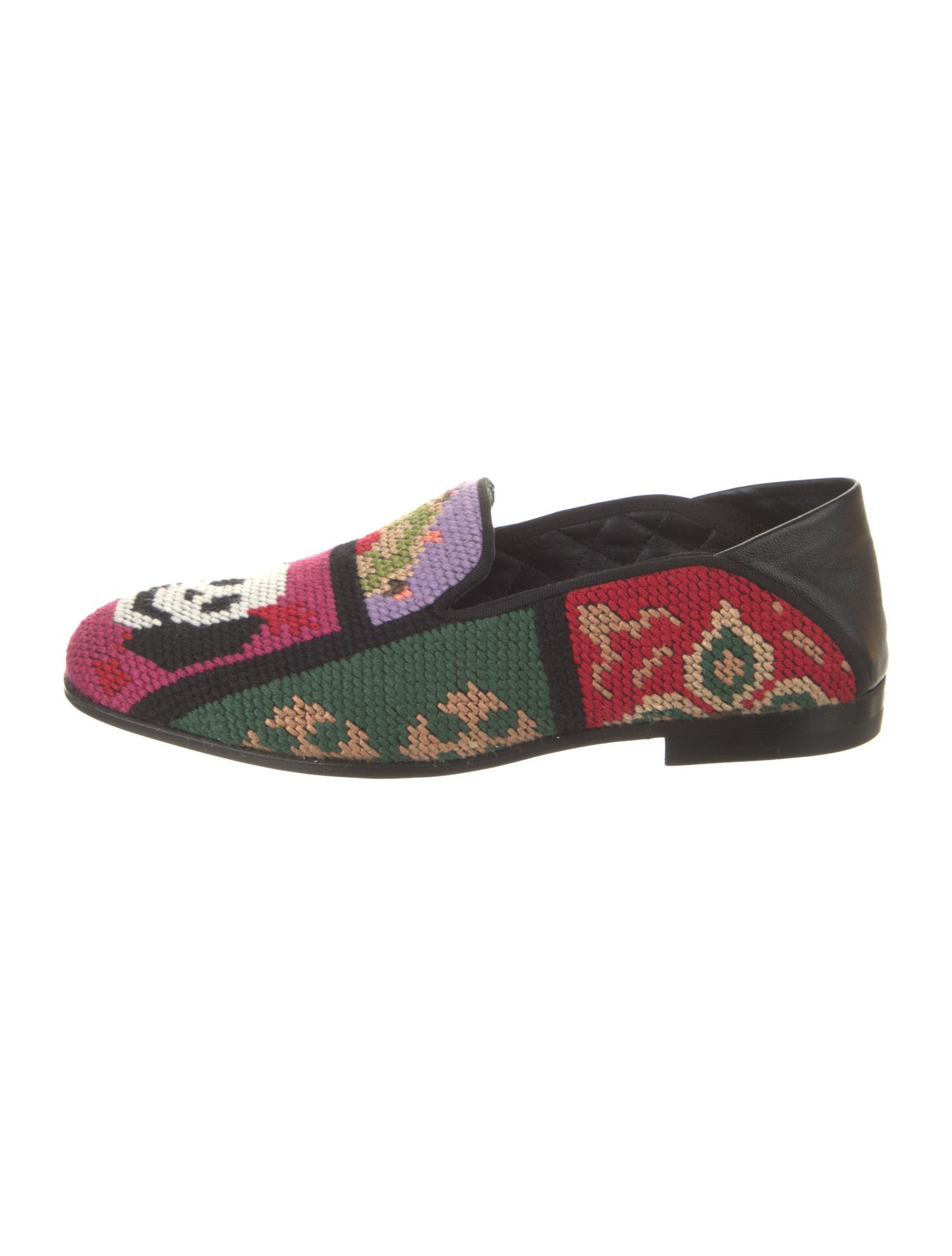 Alexander McQueen Printed Grosgrain Trim Loafers