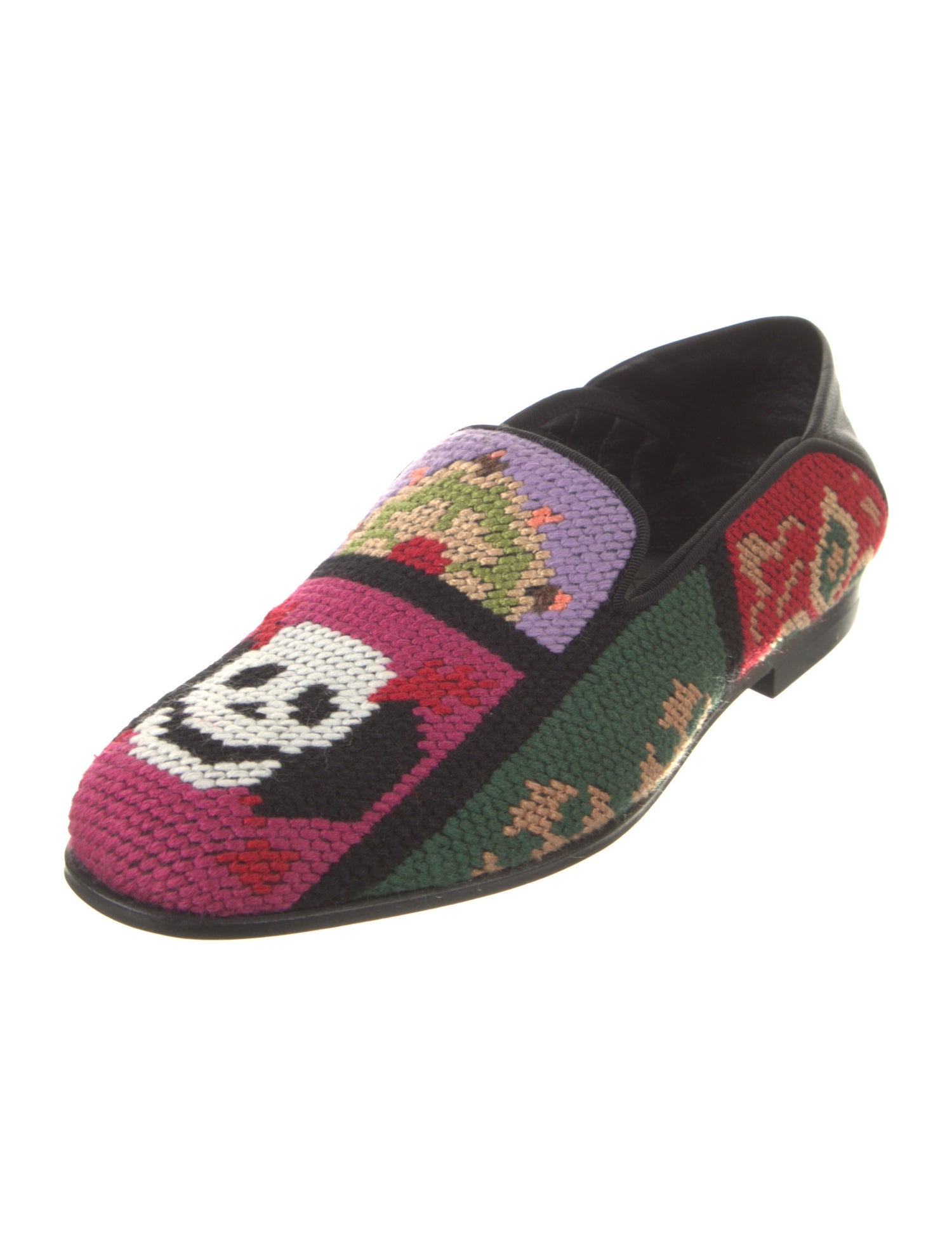 Alexander McQueen Printed Grosgrain Trim Loafers