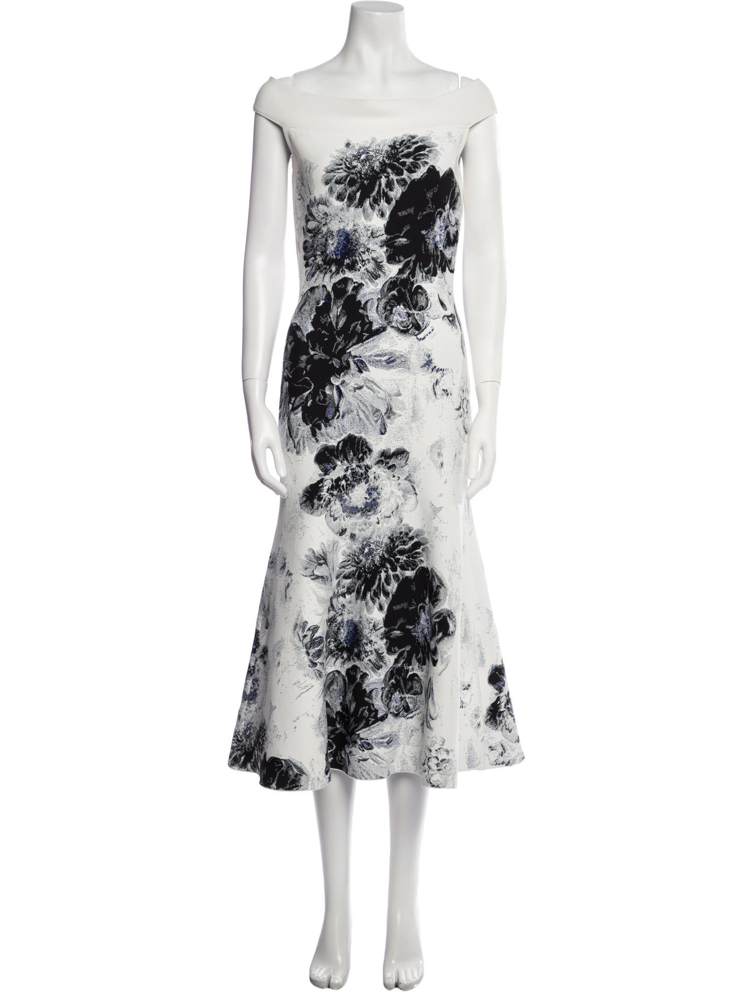 Alexander McQueen Floral Print Midi Length Dress