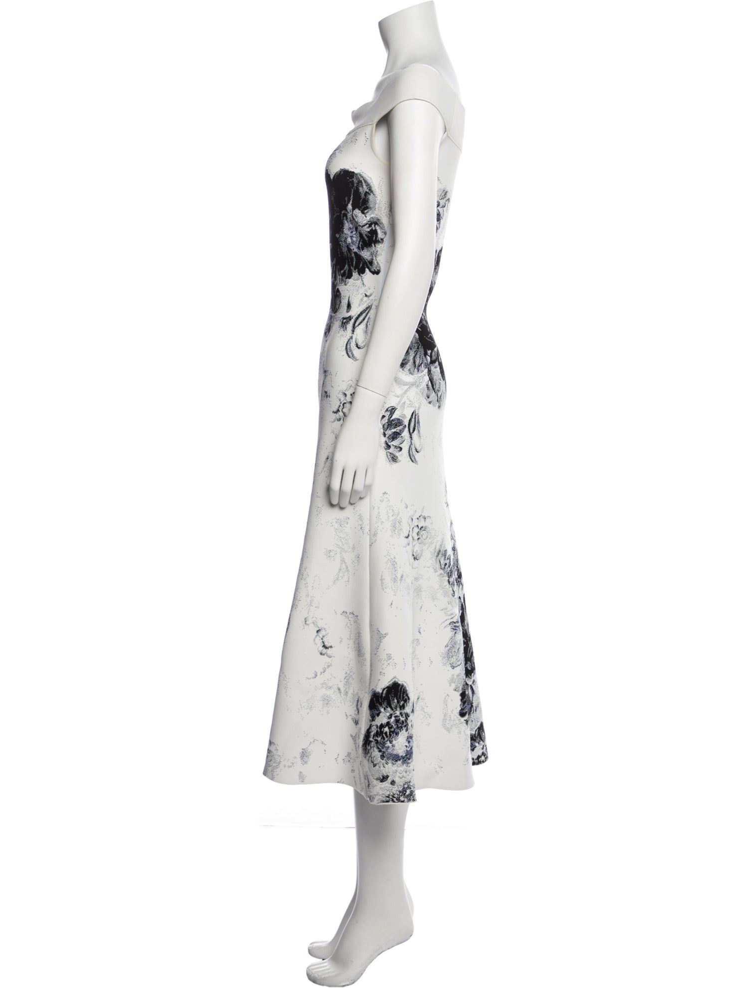 Alexander McQueen Floral Print Midi Length Dress