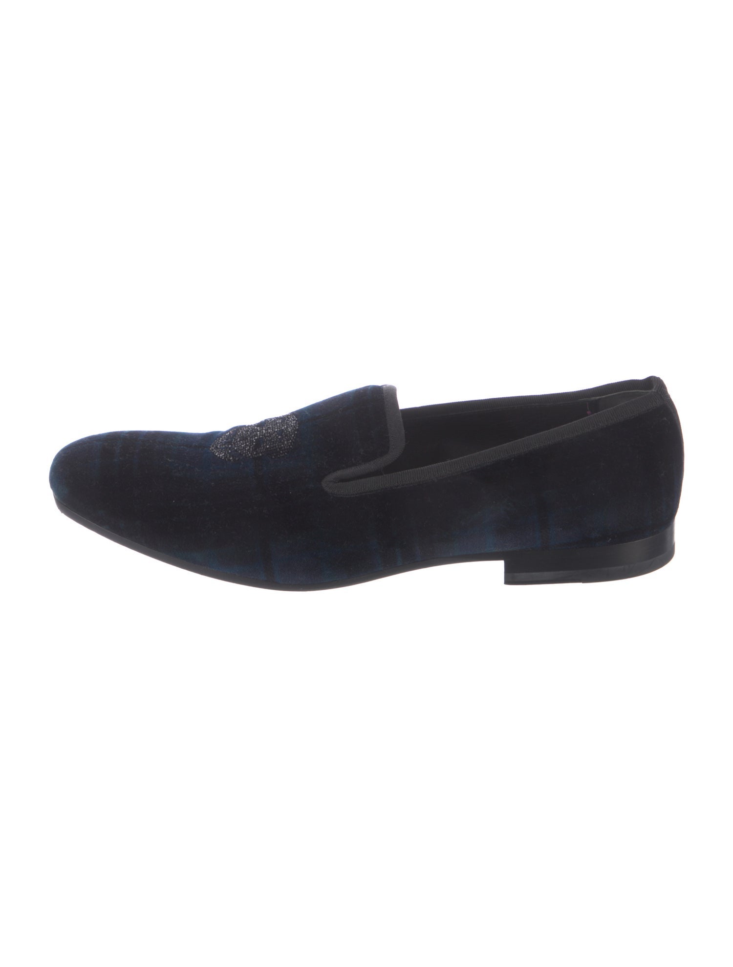 Alexander McQueen Skull Velvet Loafers