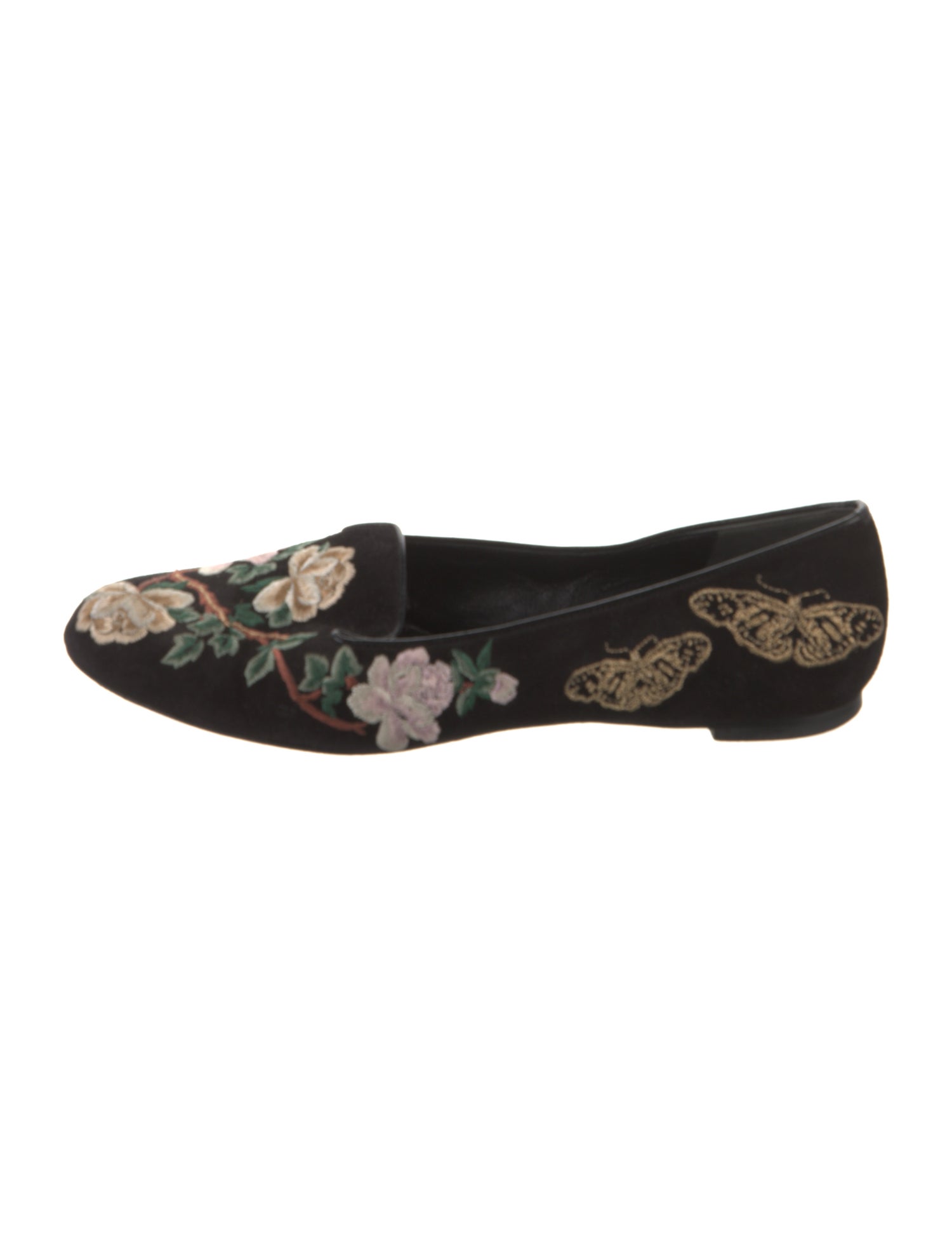 Alexander McQueen Velvet Floral Print Flats