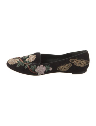 Alexander McQueen Velvet Floral Print Flats