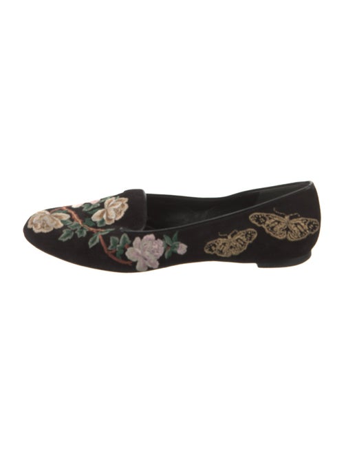 Alexander McQueen Velvet Floral Print Flats