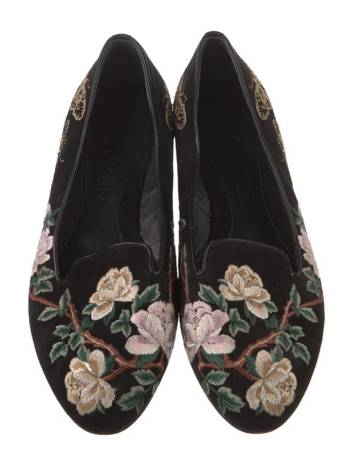 Alexander McQueen Velvet Floral Print Flats