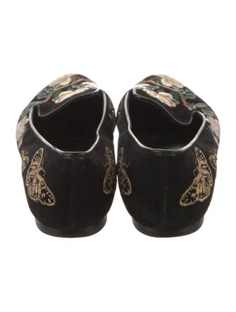 Alexander McQueen Velvet Floral Print Flats