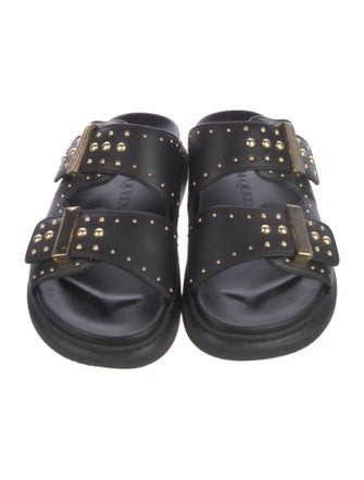Alexander McQueen Leather Studded Accents Slides
