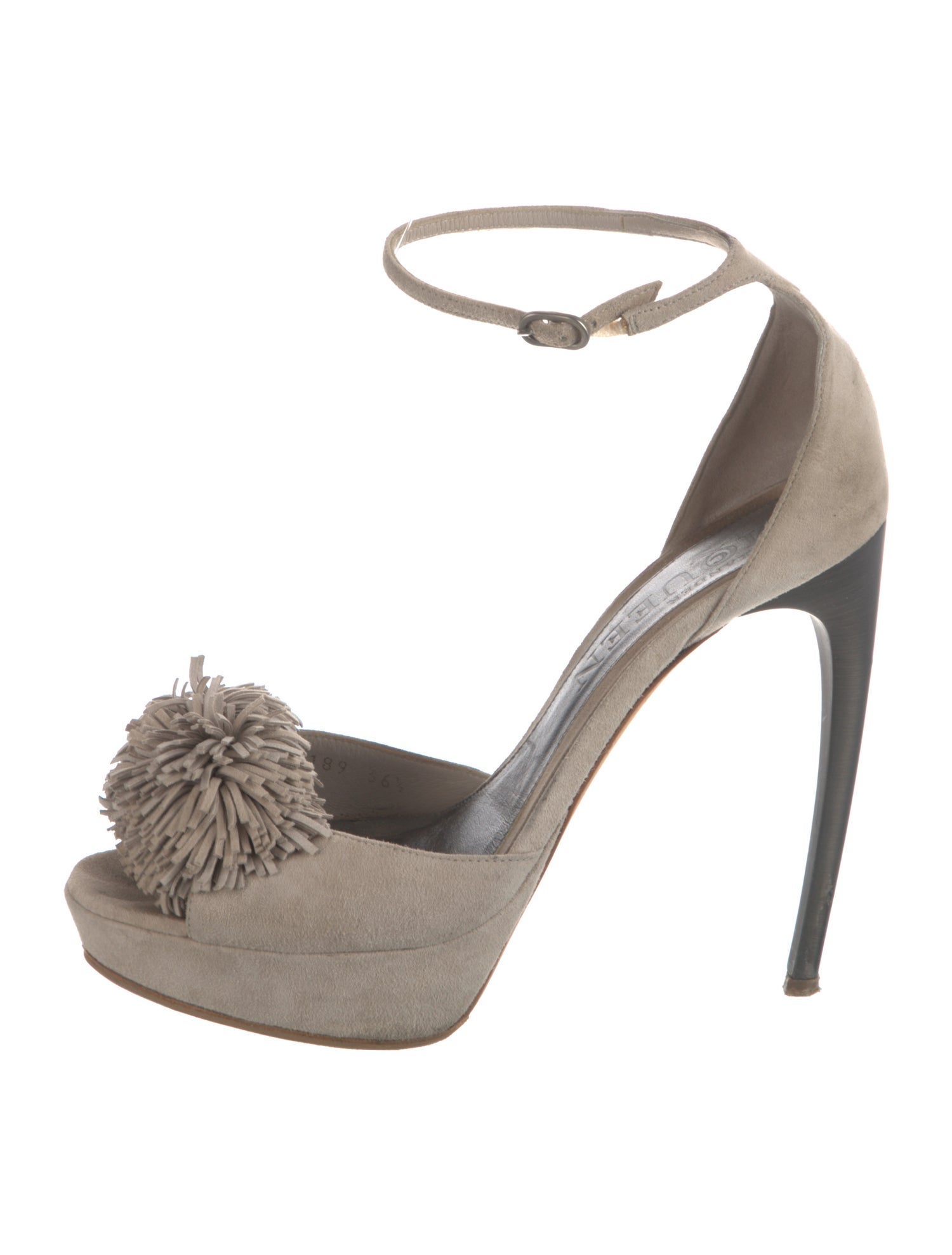 Alexander McQueen Suede Pom-Pom Embellishments Sandals