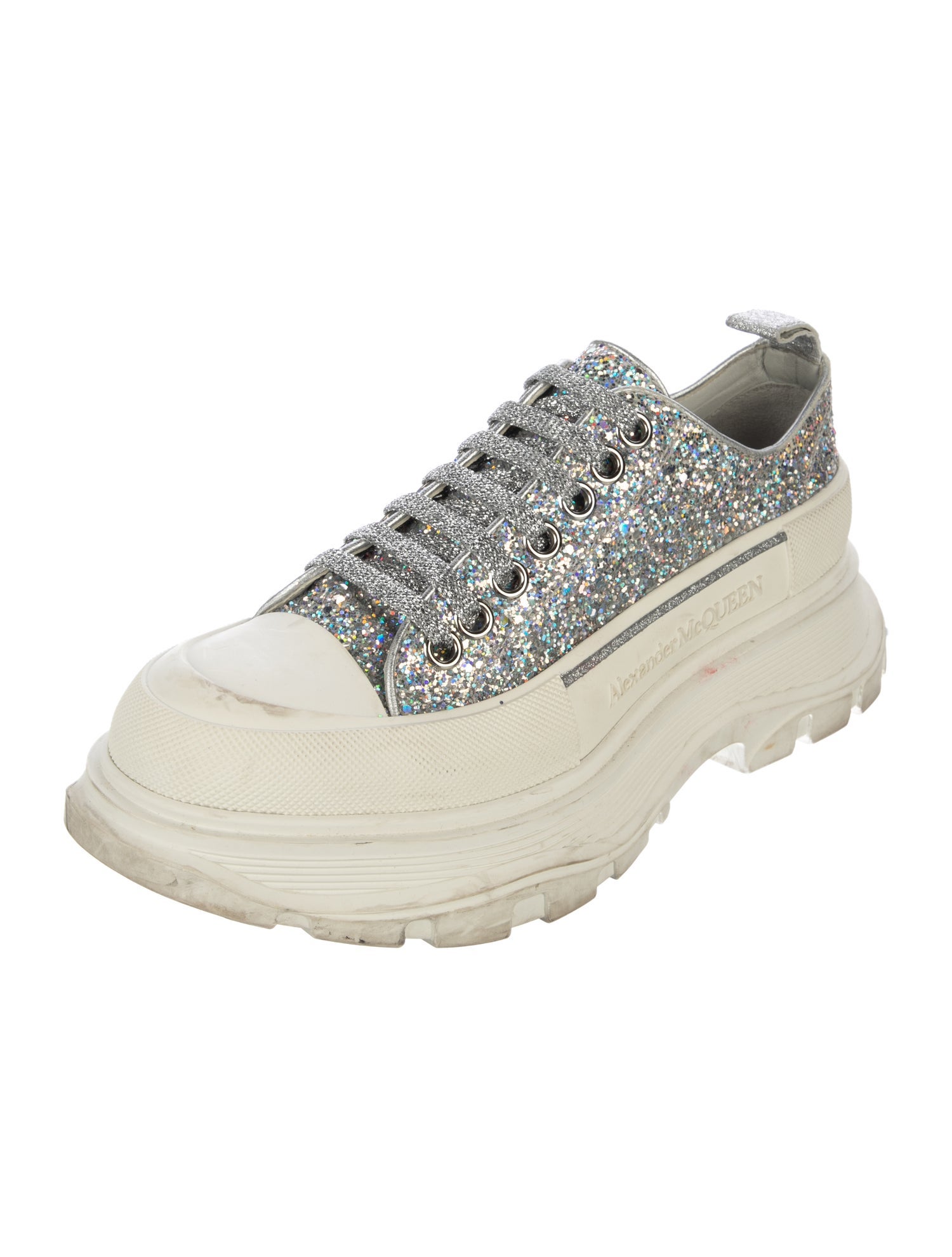 Alexander McQueen Glitter Colorblock Pattern Chunky Sneakers