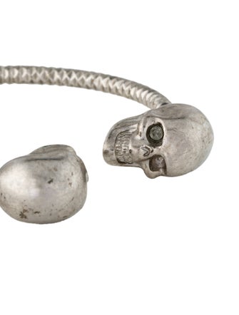 Alexander McQueen Crystal Double Skull Cuff Bracelet