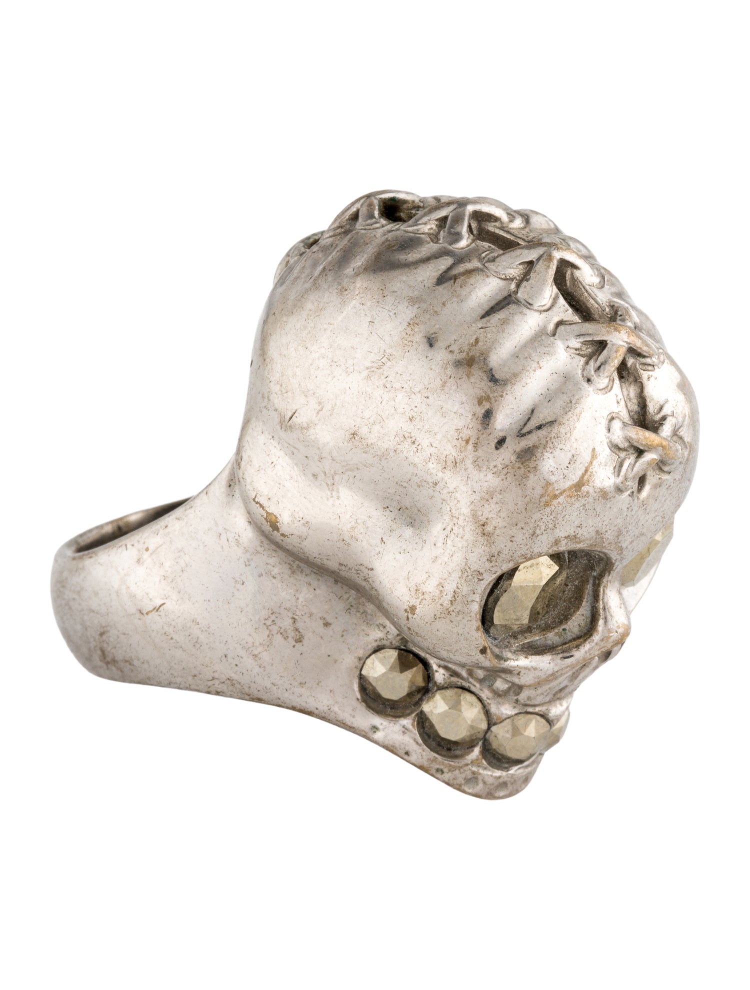 Alexander McQueen Lace Up Skull Cocktail Ring
