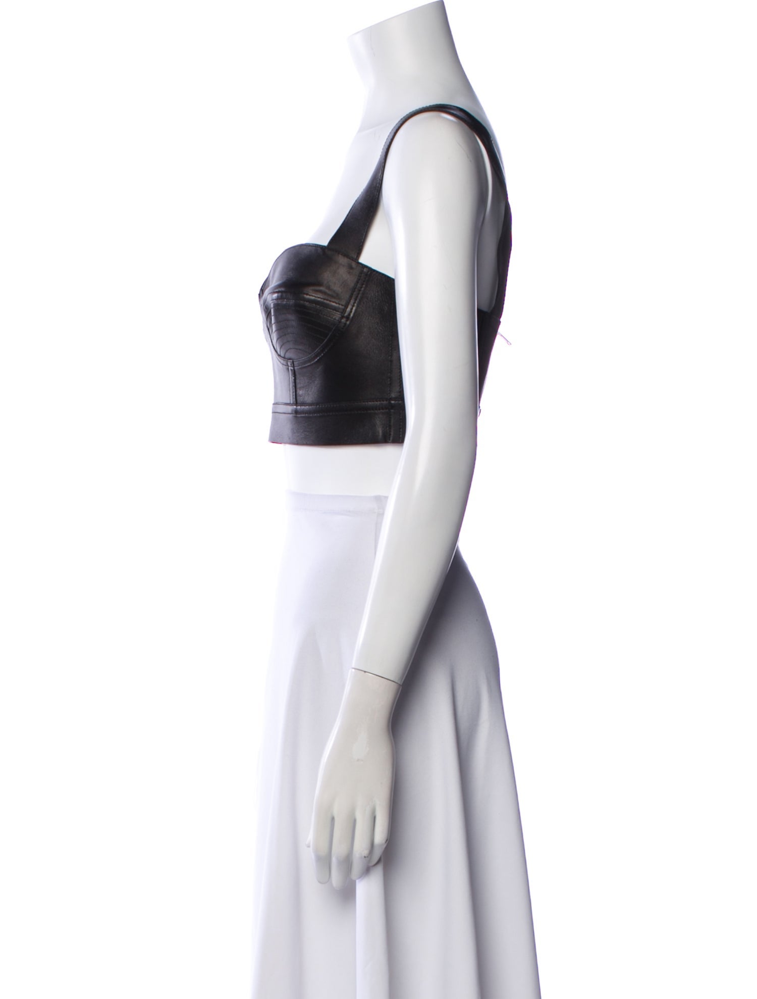 Alexander McQueen Leather Square Neckline Crop Top