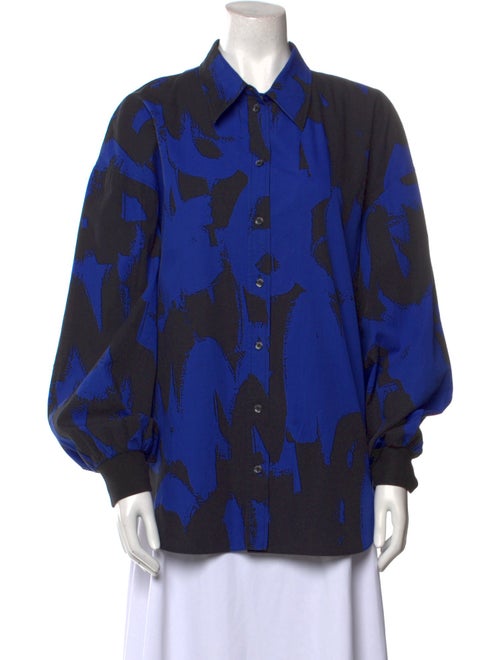 Alexander McQueen Printed Long Sleeve Button-Up Top