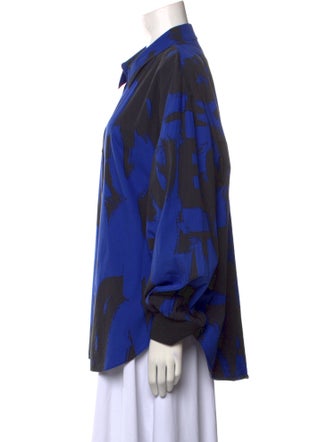 Alexander McQueen Printed Long Sleeve Button-Up Top
