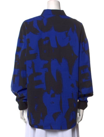 Alexander McQueen Printed Long Sleeve Button-Up Top