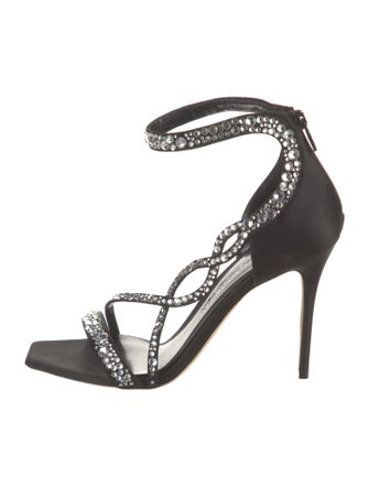 Alexander McQueen Satin Crystal Embellishments Sandals