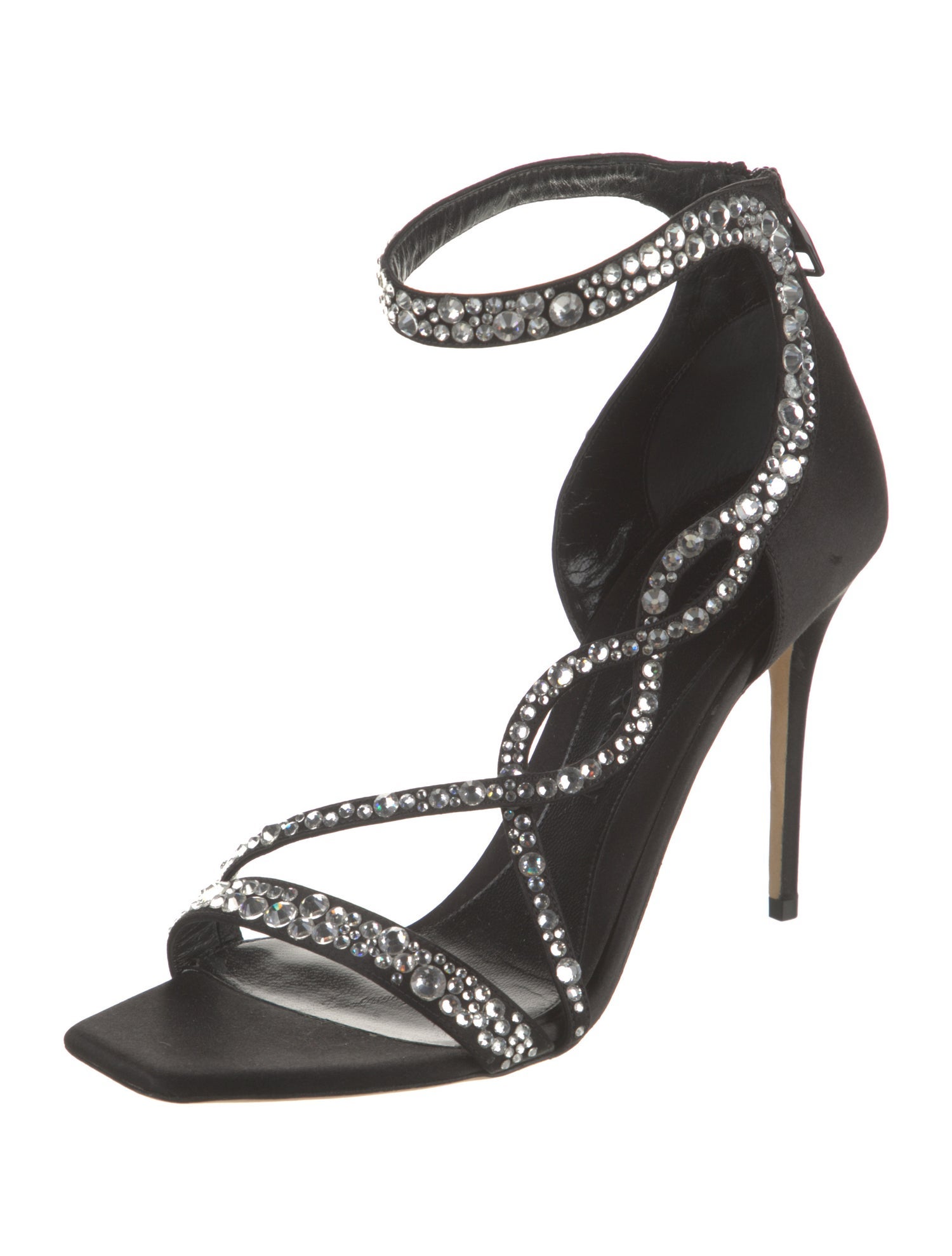 Alexander McQueen Satin Crystal Embellishments Sandals