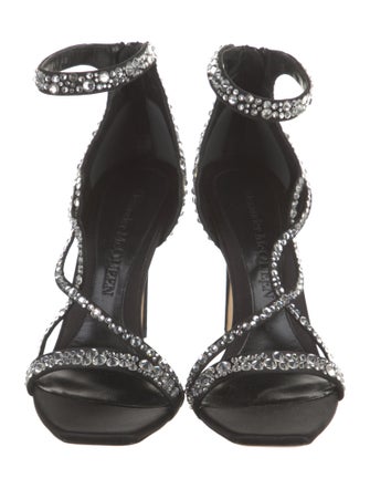 Alexander McQueen Satin Crystal Embellishments Sandals