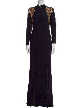 Alexander McQueen Mock Neck Long Dress